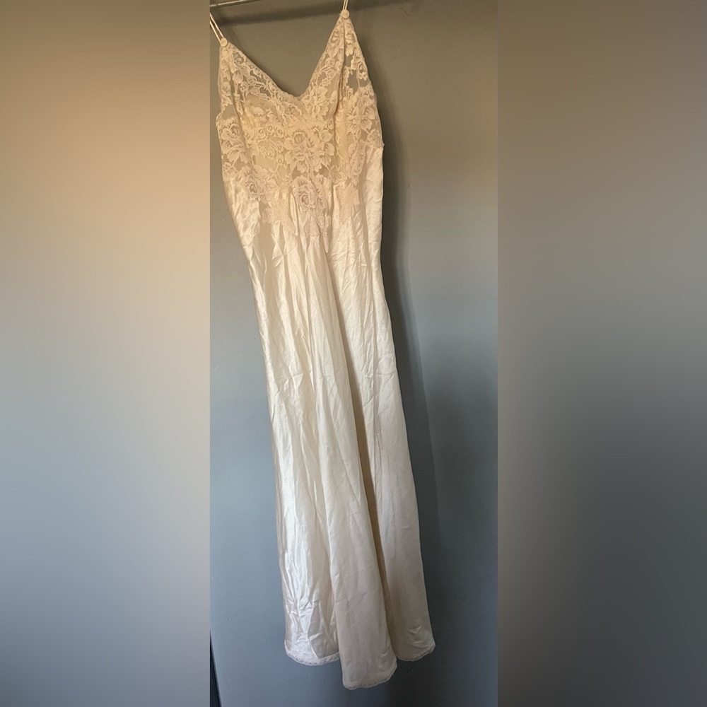 Vintage Christian Dior ivory lace floor length slip dress